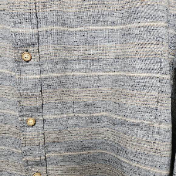 ROWN Men's Lg Long Sleeve Button Down Collar Cotton Blend Shirt Blue Heathered - Picture 5 of 10